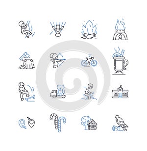 Escape line icons collection. Breakout, Liberty, Freedom, Evasion, Fugitive, Getaway, Elude vector and linear photo