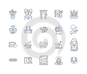 Escape line icons collection. Freedom, Excitement, Adventure, Thrill, Breakout, Getaway, Withdrawal vector and linear