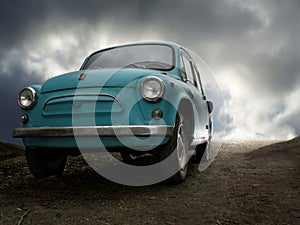 Escape of oldtimer car