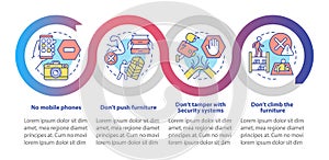 Escape room restrictions loop infographic template