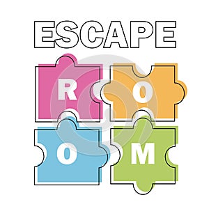 Escape room. Vector illustration poster, banner on white background puzzle