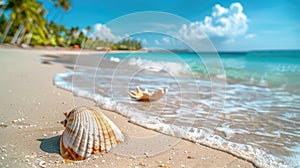 Tropical Beach Landscape with Seashells - Perfect for Summer Holiday