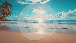Escape To A Tropical Paradise Blurry Beach Scene Offers Summer Relaxation And Copy Space