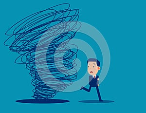Escape on the tornado. Business trap concept