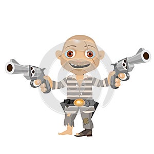 Escaped convict, cartoon character of Wild West, photo