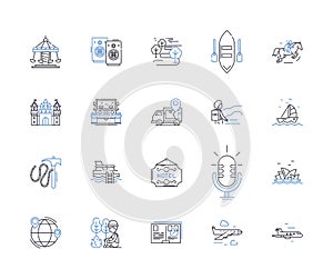 Escaping line icons collection. Freedom, Fleeing, Evading, Evasion, Surviving, Breakout, Runaway vector and linear