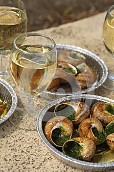 Escargot, appetizer.