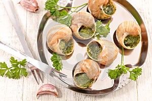 Escargot with butter and parsley