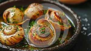 Escargot: Delicate snails baked in garlic and herb butter, a classic French delicacy.