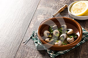 Escargots de Bourgogne. Snails with herbs and garlic butter.