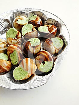 Escargots prepared for baking