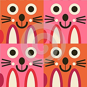 Escher type Easter Bunny soft pink magenta orange