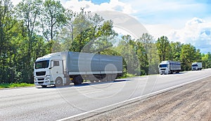 escort of trucks on country