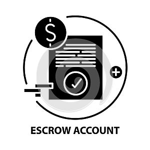 escrow account icon, black vector sign with editable strokes, concept illustration