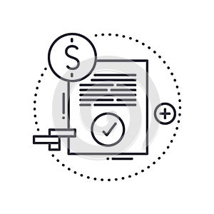 Escrow account icon, linear isolated illustration, thin line vector, web design sign, outline concept symbol with