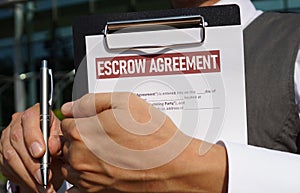 Escrow agreement is shown using the text