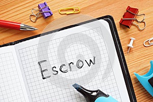 Escrow is shown on the business photo using the text