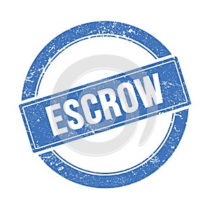 ESCROW text on blue grungy round stamp