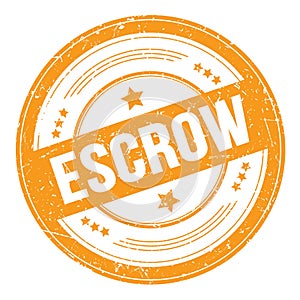 ESCROW text on orange round grungy stamp