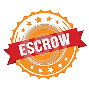 ESCROW text on red orange ribbon stamp