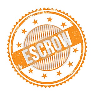 ESCROW text written on orange grungy round stamp