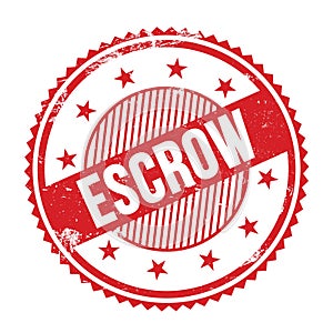 ESCROW text written on red grungy round stamp