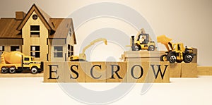 Escrow was created from wooden cubes. Finance and Banking.