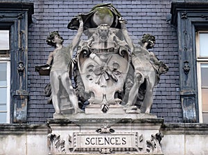 Escutcheon representing the sciences, on the back of the Hotel de Ville, City Hall in Paris