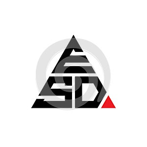 ESD triangle letter logo design with triangle shape. ESD triangle logo design monogram. ESD triangle vector logo template with red photo