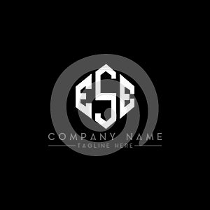 ESE letter logo design with polygon shape. ESE polygon and cube shape logo design. ESE hexagon vector logo template white and