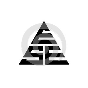 ESE triangle letter logo design with triangle shape. ESE triangle logo design monogram. ESE triangle vector logo template with red