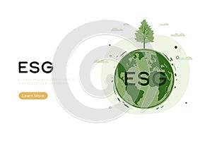 ESG as environmental social and governance concept.Green ecology and alternative renewable energy.Paper art Vector illustration