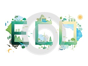 ESG and ECO friendly community A011 ECO text its suit to add words vector illustration graphic EPS 10