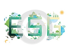 ESG and ECO friendly community A012 ESG text its suit to add words vector illustration graphic EPS 10