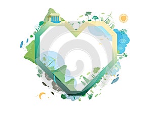 ESG and ECO friendly community A016 heart frame with corner show the love vector illustration graphic EPS 10
