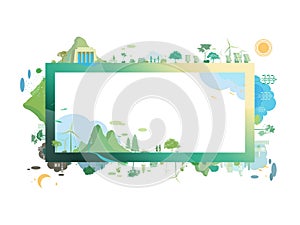 ESG and ECO friendly community rectangle frame its suit to add words and picture vector illustration graphic EPS 10