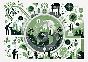 ESG ecological concept. Using alternative energy, sustainable ecosystem.