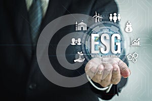 ESG, environmental investment, social and governance, illustration for environmental or ESG investment concept