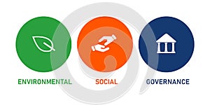 ESG Environmental Social Governance icon set flat