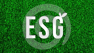 ESG icon concept for environmental on green grass background, social and governance in sustainable and ethical business on the