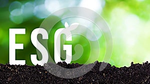 ESG icon concept for environmental, social and governance in sustainable and ethical business on the network connection on green