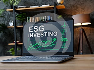 ESG investing results on the laptop screen. photo