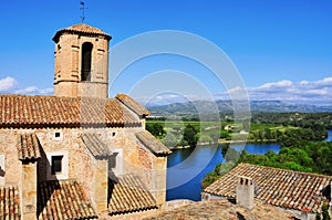 Esglesia Vella Church and Ebro River in Miravet, Spain photo