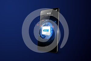 ESIM card chip sign. smartphon Embedded SIM concept. New mobile communication technology vector illustration photo