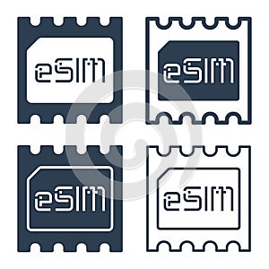 ESIM Chip Icons in Glyph and Outline Styles