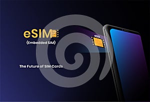 ESIM technology concept with smartphone. embedded sim the next gen of sim cards. vector