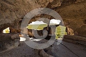 Eski-Kermen is an ancient cave town in Crimea. View inside cave