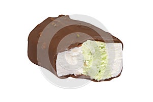 Eskimo ice cream chocolate glazed isolated on the white background