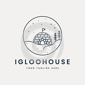 Eskimo igloo house with emblem logo vector design illustration template Creative icon