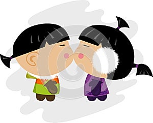 Eskimo kiss illustration